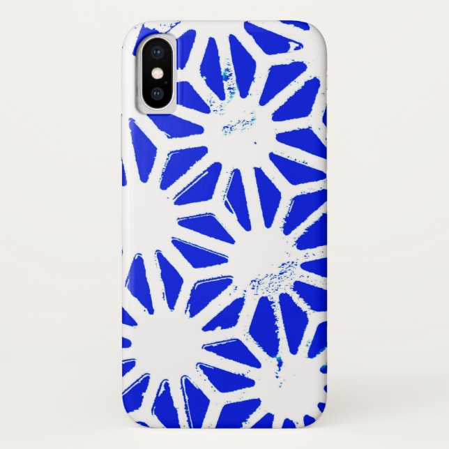 Funda De Case-Mate Para iPhone Patrón geométrico azul real (Reverso)