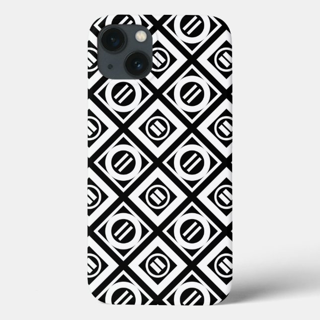 Funda De Case-Mate Para iPhone Patrón geométrico blanco igual de Rótulo en negro (Reverso)