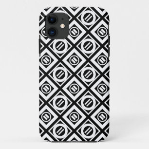 Funda Para iPhone 11 Patrón geométrico blanco igual de Rótulo en negro