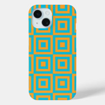 Patrón geométrico cuadrado retro – Naranja atrevid