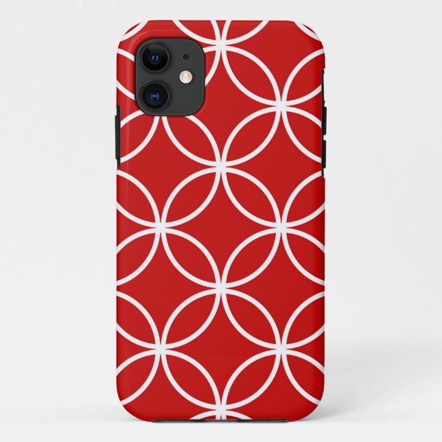 Funda De Case-Mate Para iPhone Patrón geométrico de círculos superpuestos rojo bl (Reverso)