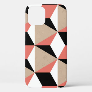 Funda Para iPhone 12 Patrón geométrico de coral blanco y negro.
