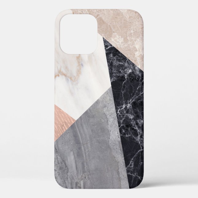 Funda De Case-Mate Para iPhone Patrón geométrico de mármol (Reverso )