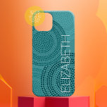 Funda Para iPhone 14 De Case-Mate Patrón geométrico de punto circular moderno nombre<br><div class="desc">Una obra de arte zen y caprichosa, hipster. Puede añadir un nombre, un monograma u otro texto personalizado. Patrón moderno y geométrico de puntos con un ambiente boho. Los puntos individuales están en un patrón circular. Para cambiar el color: pulse sobre el área de diseño personalizar o avanzado y elija...</div>