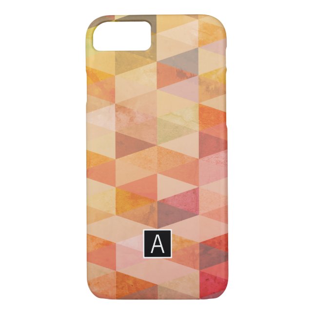 Funda De Case-Mate Para iPhone Patrón geométrico de triángulo suave | Monogramado (Reverso)