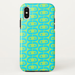 Funda Para iPhone XS Patrón geométrico de turquesa y verde lima