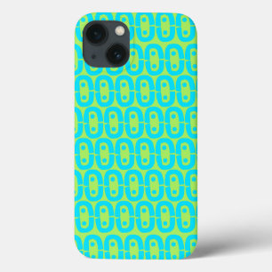 Funda Para iPhone 13 Patrón geométrico de turquesa y verde lima