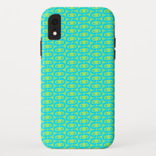 Funda Para iPhone XR Patrón geométrico de turquesa y verde lima