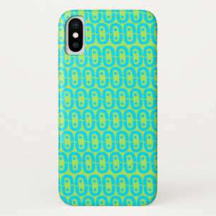 Funda Para iPhone X Patrón geométrico de turquesa y verde lima