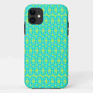 Funda Para iPhone 11 Patrón geométrico de turquesa y verde lima