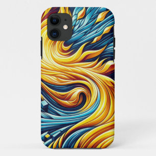 Funda Para iPhone 11 Patrón Geométrico Del Hielo De Incendio Amarillo