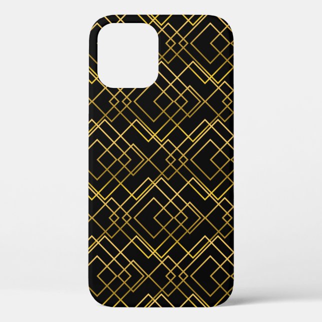 Funda De Case-Mate Para iPhone Patrón geométrico dorado de rombos sin costuras. (Reverso )