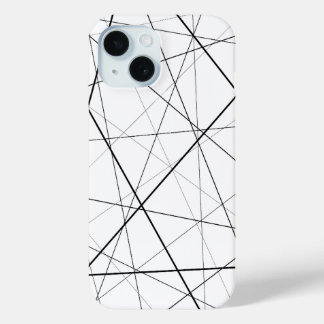 Funda Para iPhone 15 Patrón geométrico en blanco y negro