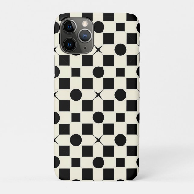 Funda De Case-Mate Para iPhone Patrón geométrico en blanco y negro con círculos (Reverso)