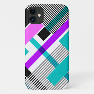 Funda Para iPhone 11 patrón geométrico en colores rayados y neones