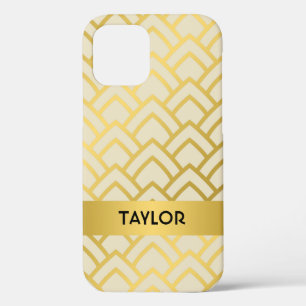 Funda Para iPhone 12 Patrón geométrico Gold Ivory Art Deco Personalizad