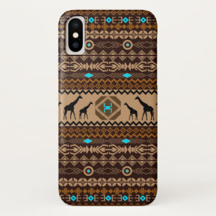 Funda Para iPhone X Patrón geométrico marrón étnico jirafa africana