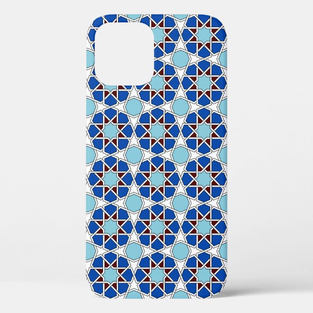 Funda De Case-Mate Para iPhone Patrón geométrico marroquí azul islámico (Reverso )
