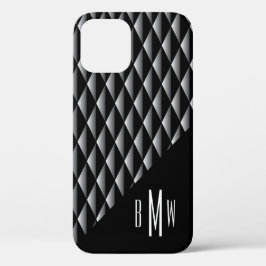 Funda Para iPhone 12 Patrón geométrico masculino negro monogramado