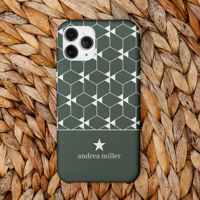 Funda De Case-Mate Para iPhone Patrón geométrico moderno con estrella Monograma (Subido por el creador)