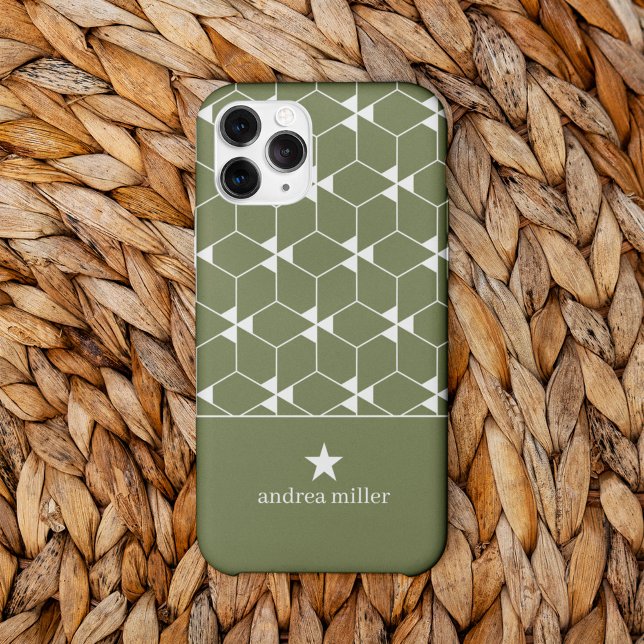 Funda De Case-Mate Para iPhone Patrón geométrico moderno con estrella Monograma (Subido por el creador)