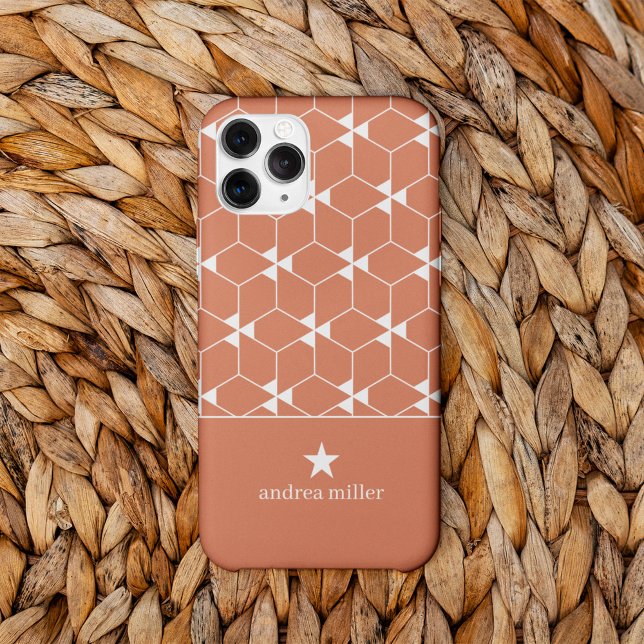 Funda De Case-Mate Para iPhone Patrón geométrico moderno con estrella Monograma (Subido por el creador)