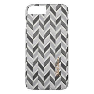 Funda Para iPhone 8 Plus/7 Plus Patrón geométrico moderno de chevron en gris con m