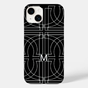 Funda Para iPhone 14 De Case-Mate Patrón Geométrico Moderno Monograma Blanco Negro