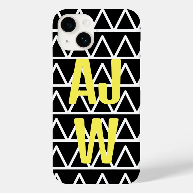 Funda De Case-Mate Para iPhone Patrón geométrico monograma moderno (Reverso )