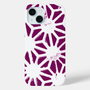 Funda Para iPhone 15 Patrón geométrico morado y blanco
