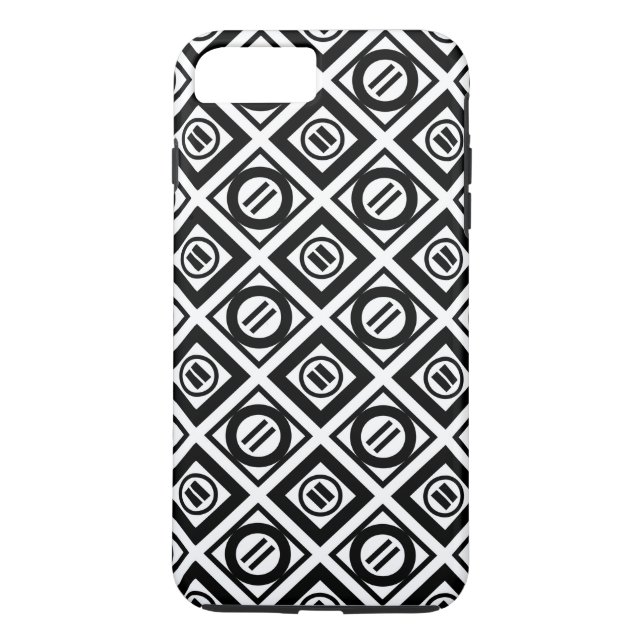 Funda De Case-Mate Para iPhone Patrón geométrico negro igual a Rótulo en blanco (Reverso)