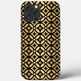 Funda Para iPhone 13 Pro Max Patrón Geométrico Oro Y Negro