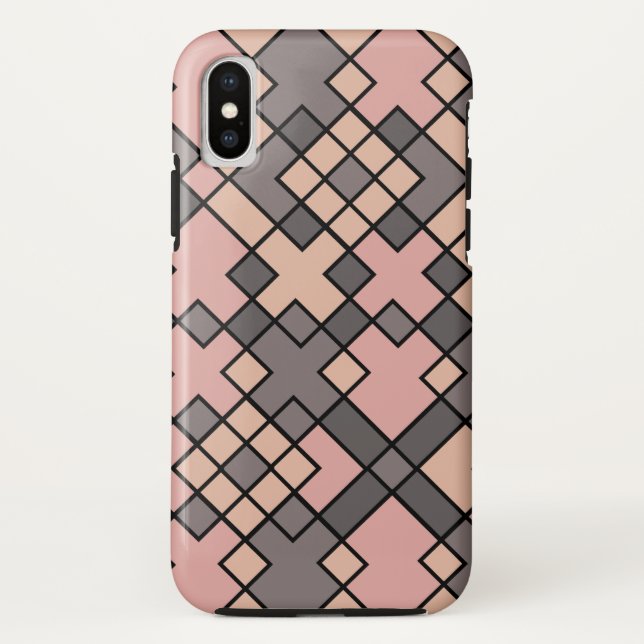 Funda De Case-Mate Para iPhone patrón geométrico púrpura rosa (Reverso)