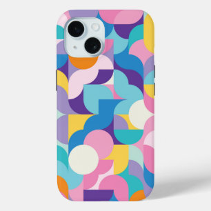 Funda Para iPhone 15 Patrón geométrico púrpura y rosa