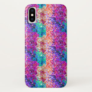 Funda Para iPhone X Patrón geométrico Purpurina disco colorido