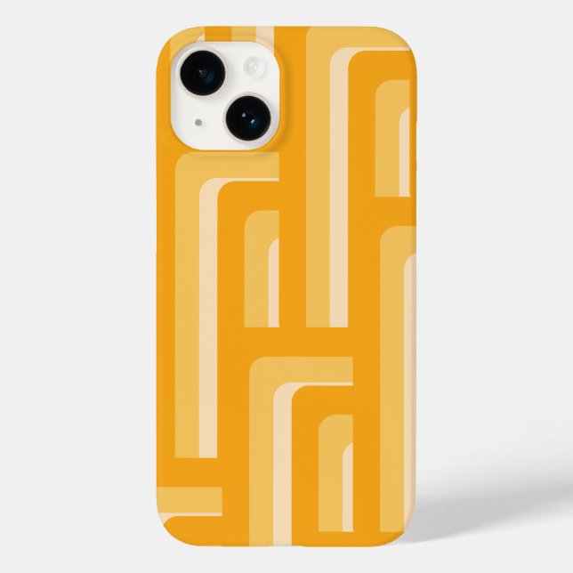Funda De Case-Mate Para iPhone Patrón geométrico retro amarillo (Reverso )