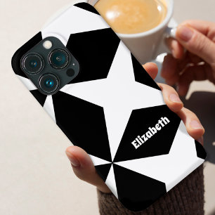 Funda Para iPhone 11 Patrón Geométrico Retro Nombre Personalizado Blanc