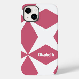 Funda Para iPhone 14 De Case-Mate Patrón Geométrico Retro Nombre Personalizado Rosa 