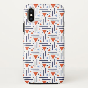Funda Para iPhone X Patrón geométrico rojo y azul abstracto moderno