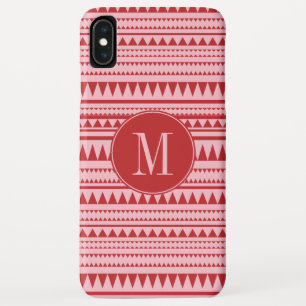 Funda Para iPhone XS Max Patrón geométrico rosado y rojo monograma