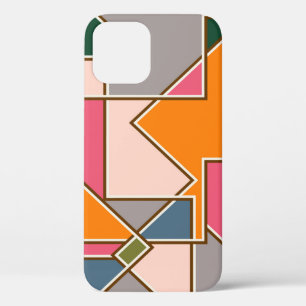 Funda Para iPhone 12 patrón geométrico sin costura, líneas, naranja,