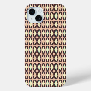Funda Para iPhone 15 Mini Patrón geométrico sin fisuras en hoja marrón oscur