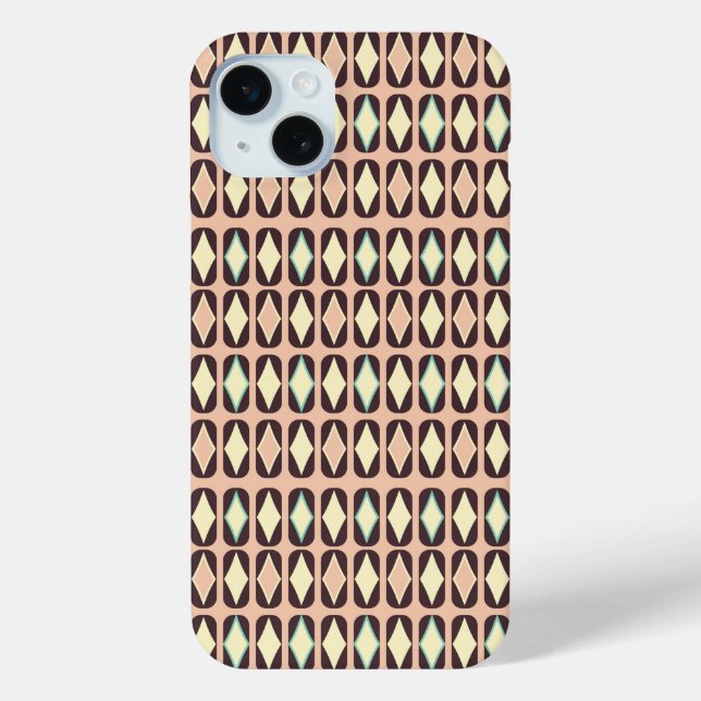 Funda De Case-Mate Para iPhone Patrón geométrico sin fisuras en hoja marrón oscur (Reverso )