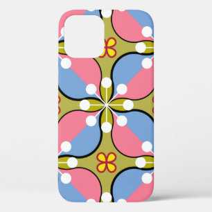 Funda Para iPhone 12 Patrón geométrico sin foco con flores