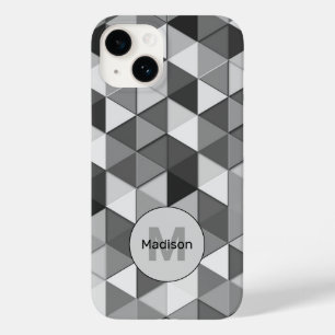 Funda Para iPhone 14 De Case-Mate Patrón geométrico triangular de escala de grises d