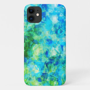 Funda Para iPhone 11 Patrón geométrico verde azul de vidrio simulado