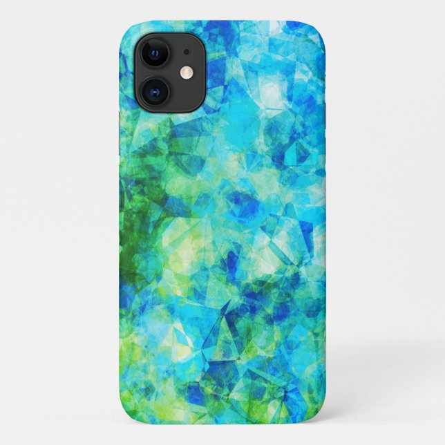 Funda De Case-Mate Para iPhone Patrón geométrico verde azul de vidrio simulado (Reverso)