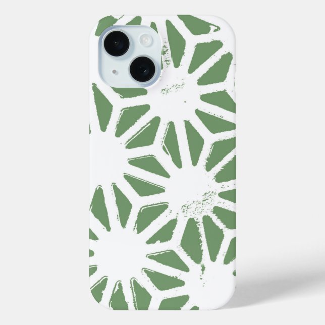 Funda De Case-Mate Para iPhone Patrón geométrico verde oliva y blanco (Reverso )