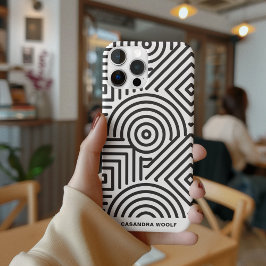Funda Para iPhone 13 Patrón geométrico y blanco monograma moderno