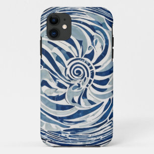 Funda Para iPhone 11 Patrón giratorio blanco azul 02